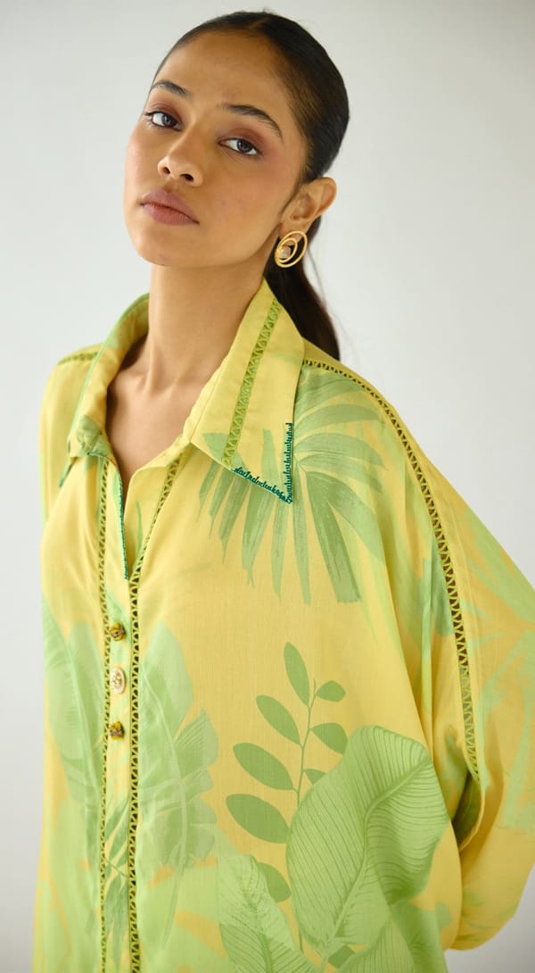 Yellow Muslin Printed Shirt and Pants Co-ord Set — Basanti Kapde aur Koffee