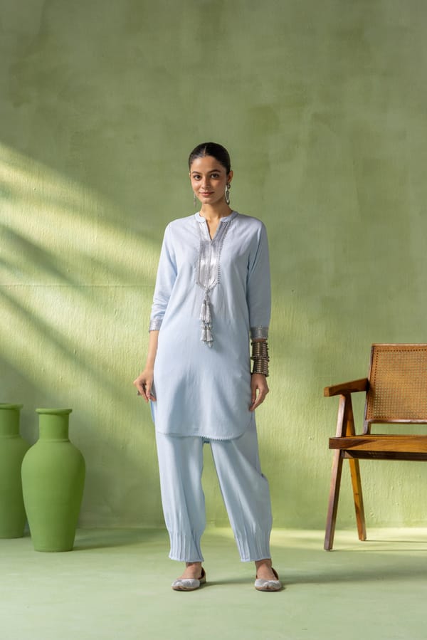 Zoya Kurta Pant Set Twin Tassel — Eko Clothing