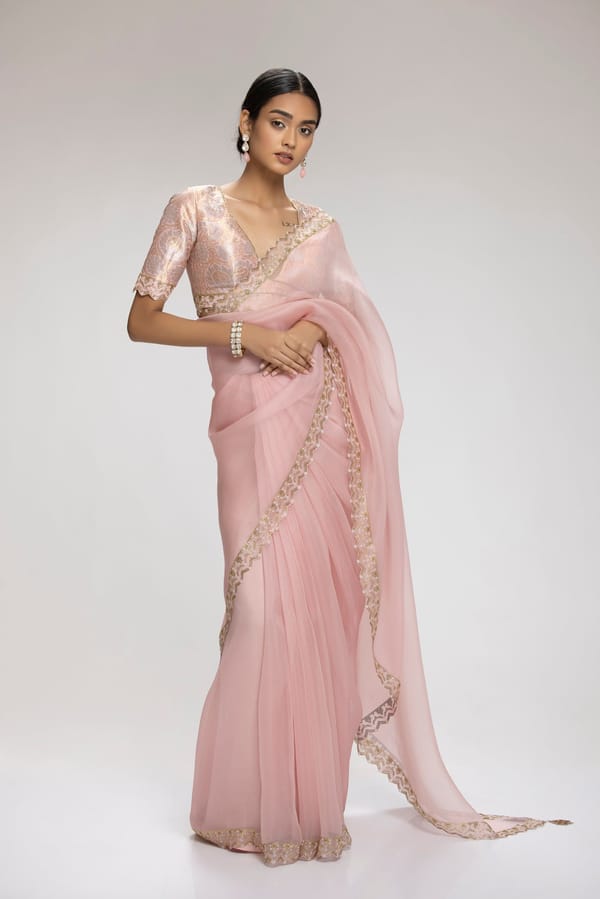 Coral Saree — Chhaya Mehrotra