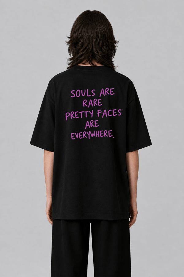 Black Oversized Graphic T-Shirt with Back Slogan Print — Botnia