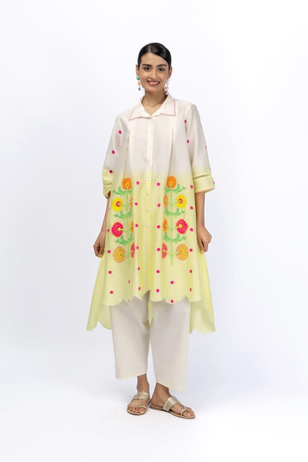 Marigold Festive Pleat Hi Low Shirt + Pant — Jungle Marigold