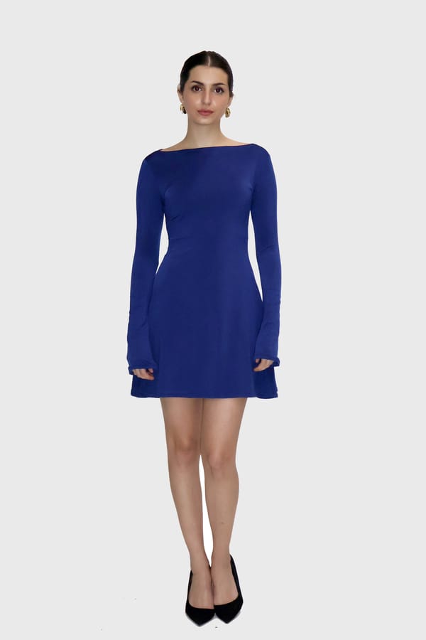 Blue Short Flare Dress - Blair Dress (Navy) — Select Staples
