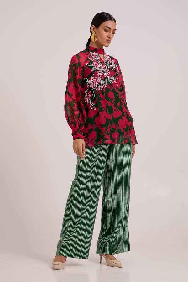 Multicolor Organza Tunic and Wide-Leg Pant Co-ord Set — Madder Much