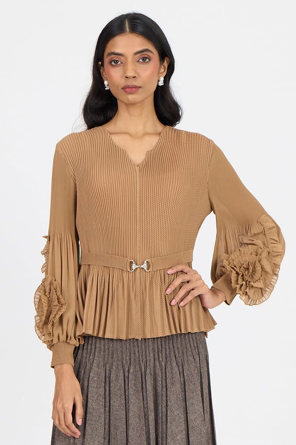 Emery Ruffle Top — Scarlet Sage