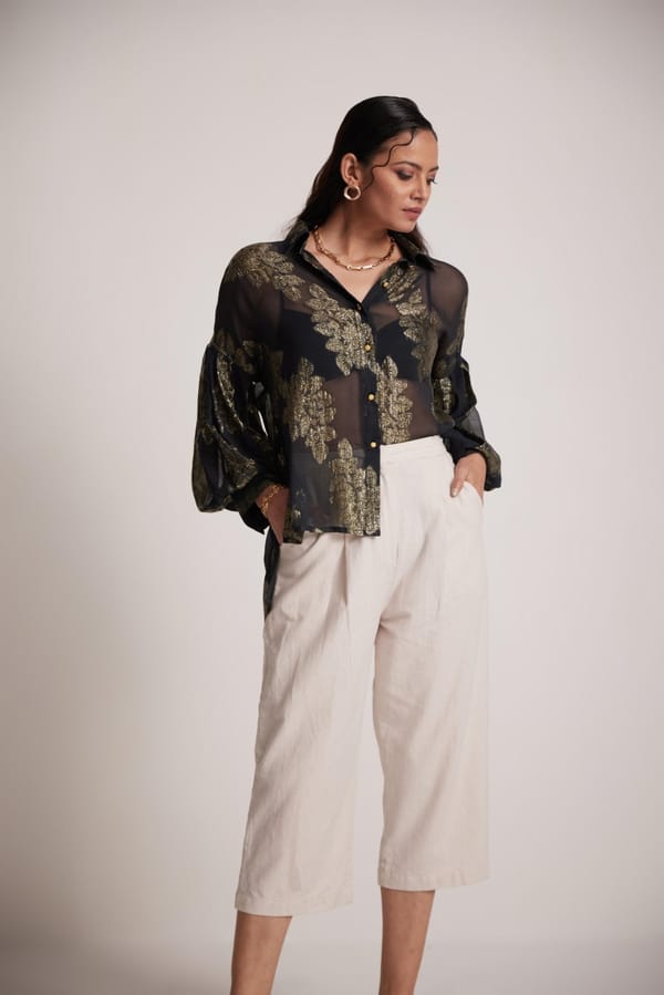 Gold Black Party Wear Shirt — Western Era