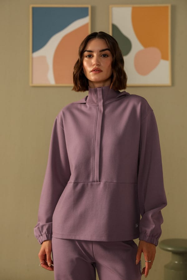 Rust Pink High Neck Zip Co-ord Set with Straight Pants — Muvazo