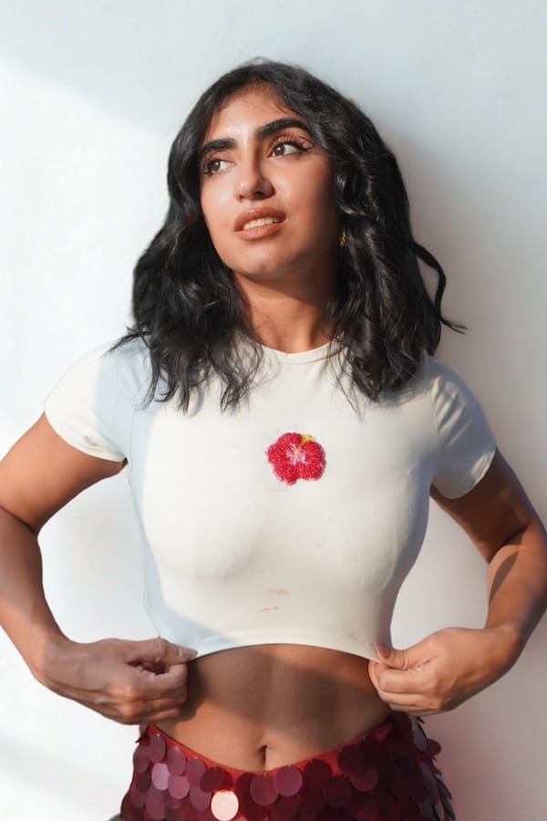 White Cropped Baby Tee with Chest Embroidery — Lea Clothing
