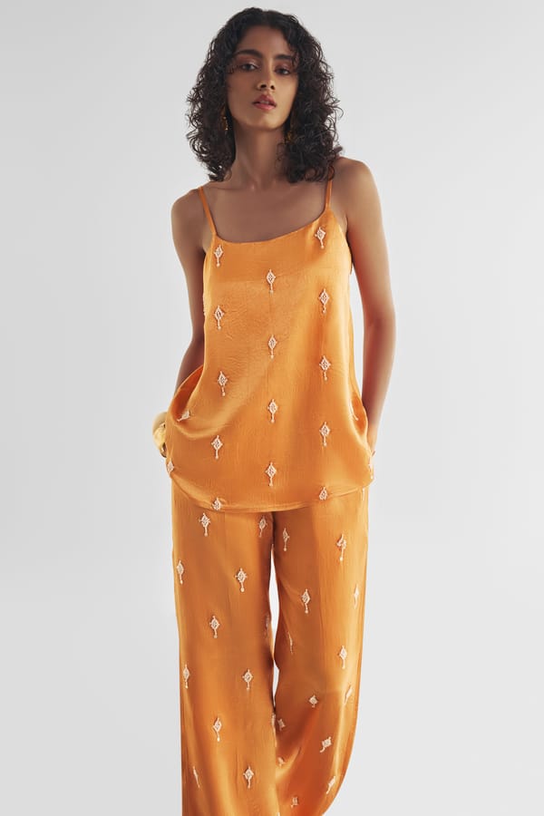 Bead Embroidered Satin Pant — Dash and Dot
