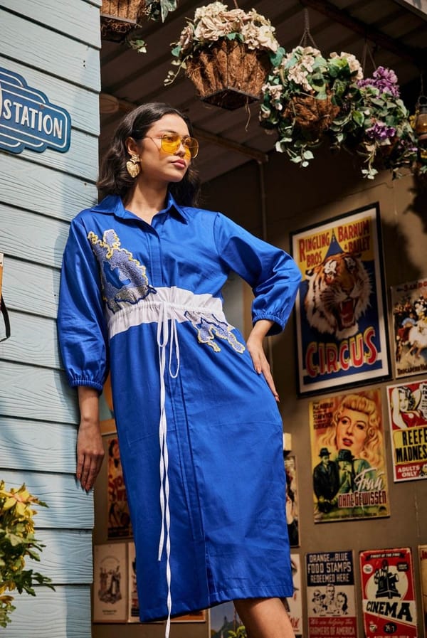 Wild Blue Shirt Dress — Puja Agarwal