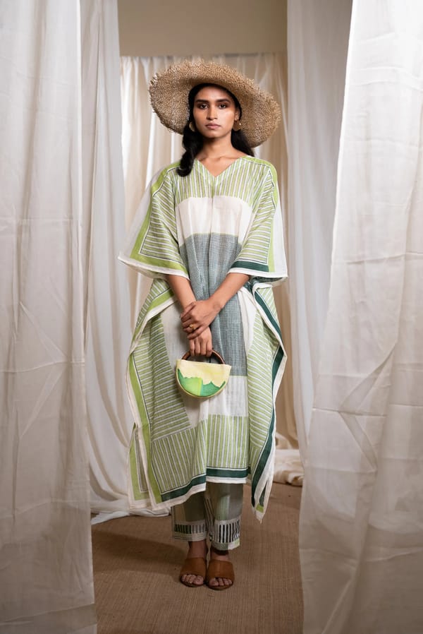 Piano Mul Kaftan With Pants And Slip (Set Of 3) — Banana Labs