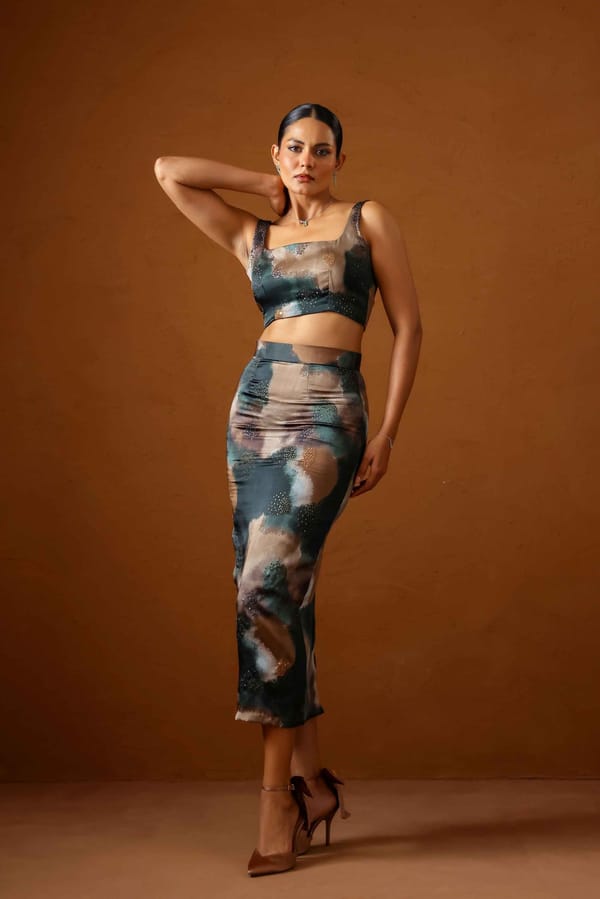 Patina Embroidered Corset with Midi Skirt — STUDIO SURBHI