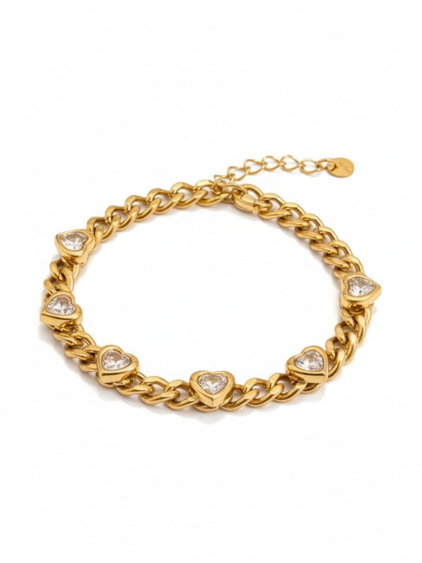 Heart Shape Zircon Chain Link Bracelet — Cao Jewellery
