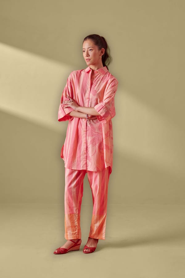 Arlo Pink & Peach Drop Shoulder Long Shirt — Shop Roho