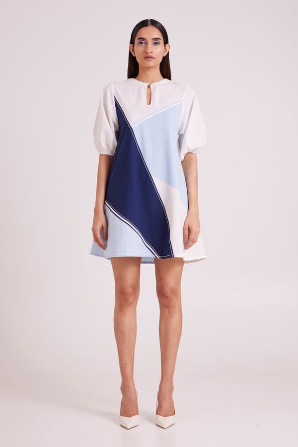 Multi Colour Colorblocked Mini Shift Dress — Madder Much
