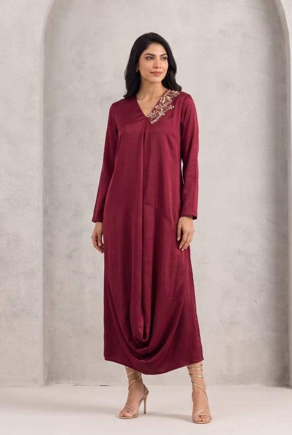 Wine Mia Long Dress — Chique