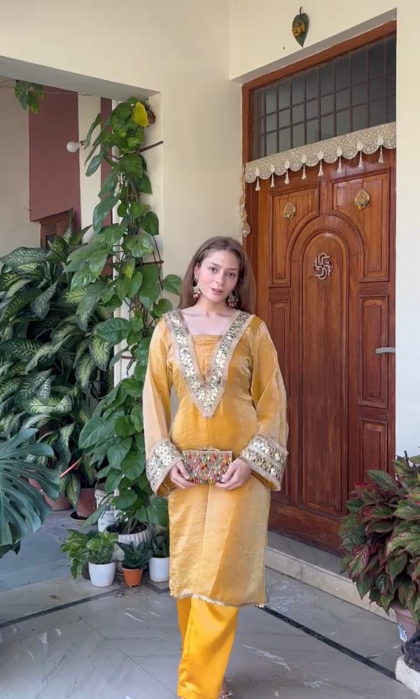 Sona Tissue Kurta With Silk Pants — SAJKE