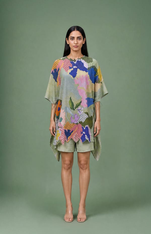 Ikat Cutwork Kaftan Shorts Set — CLOS