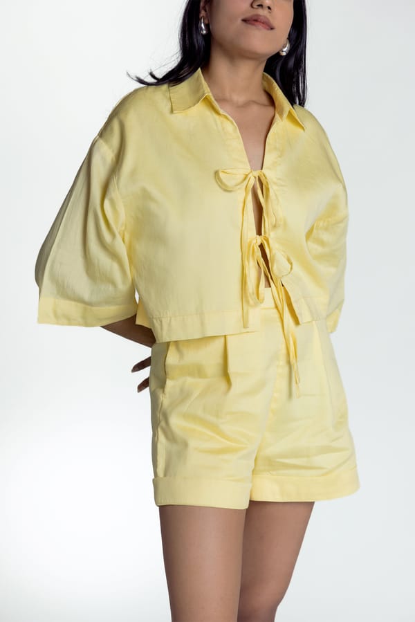 Cropped Tie-Up Shirt — Studio MuGu