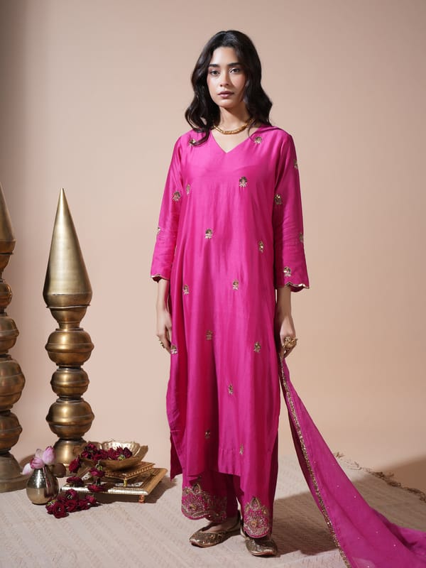 Pink Mor Straight Kurta Set — KOMAL SHAH