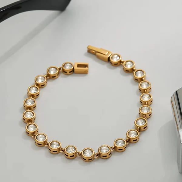 Vintage Round Bezel Zircon Tennis Bracelet, Avi — Inaya Accessories