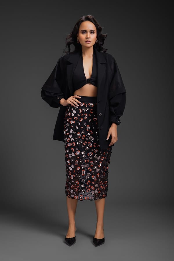 Blazer With Organza Skirt — Deepika Arora