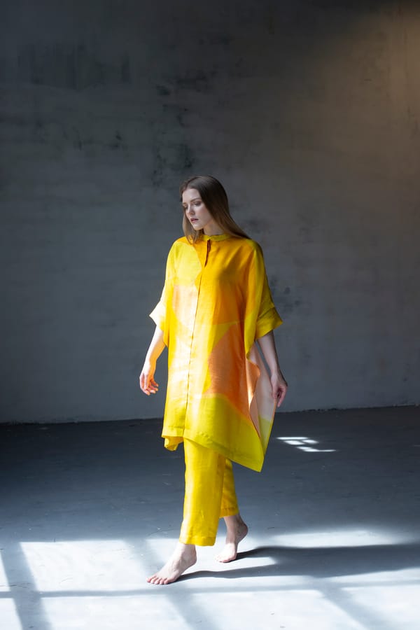 Cyber Yellow Dupion Silk Kurta Set — CLOS