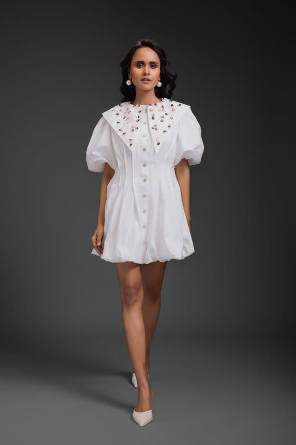 Bubble Dress With Sailor Collar Detailing — Deepika Arora