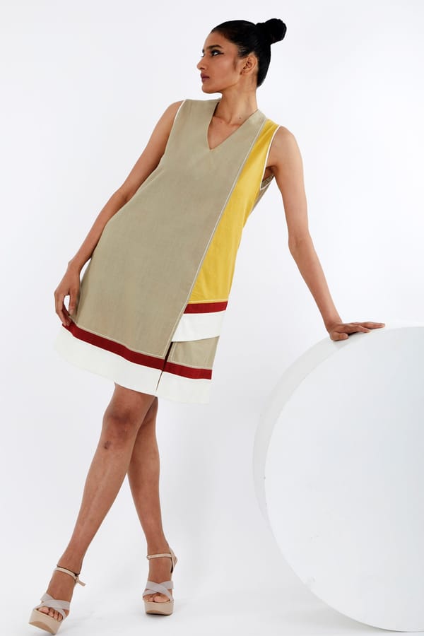 Multicolor Colorblock Panelled Mini Shift Dress — Madder Much