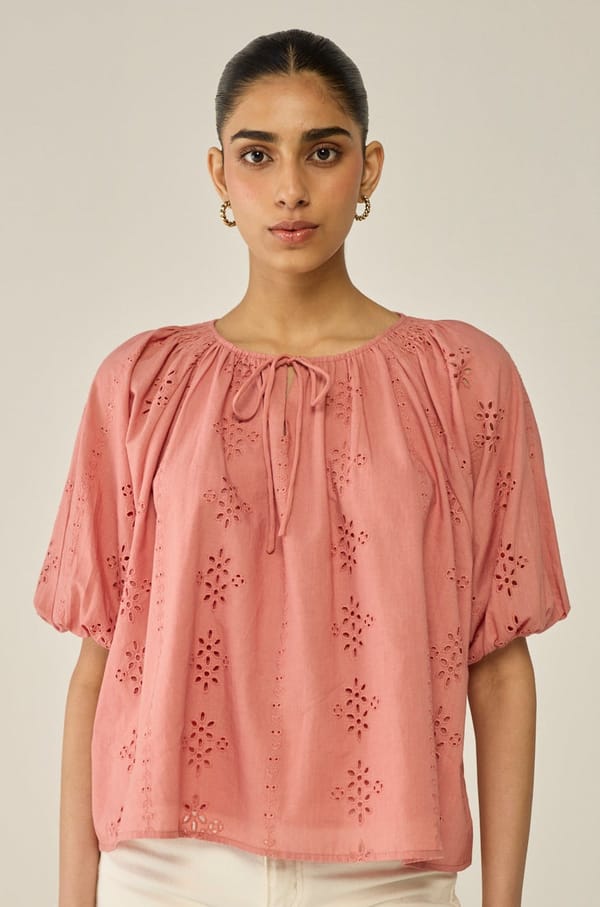 Pink Schiffly Top — Move About Effortlessly