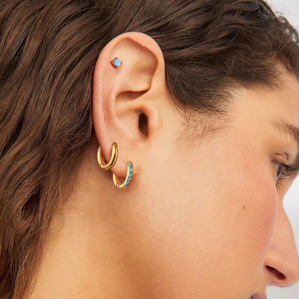 18KT Gold Plated 3pc Hoop & Stud Earring Set,Volt — Inaya Accessories