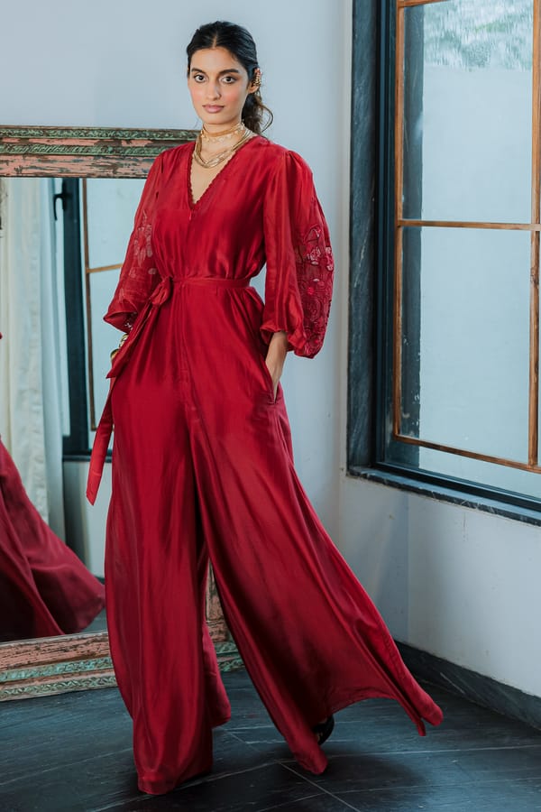 Dahlia Jumpsuit ��Red — Paulmi and Harsh