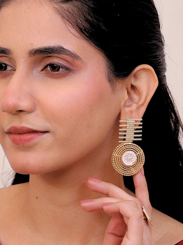 Mahtabi Brass Earrings for Women 18K Gold Plated — Viana Jewels