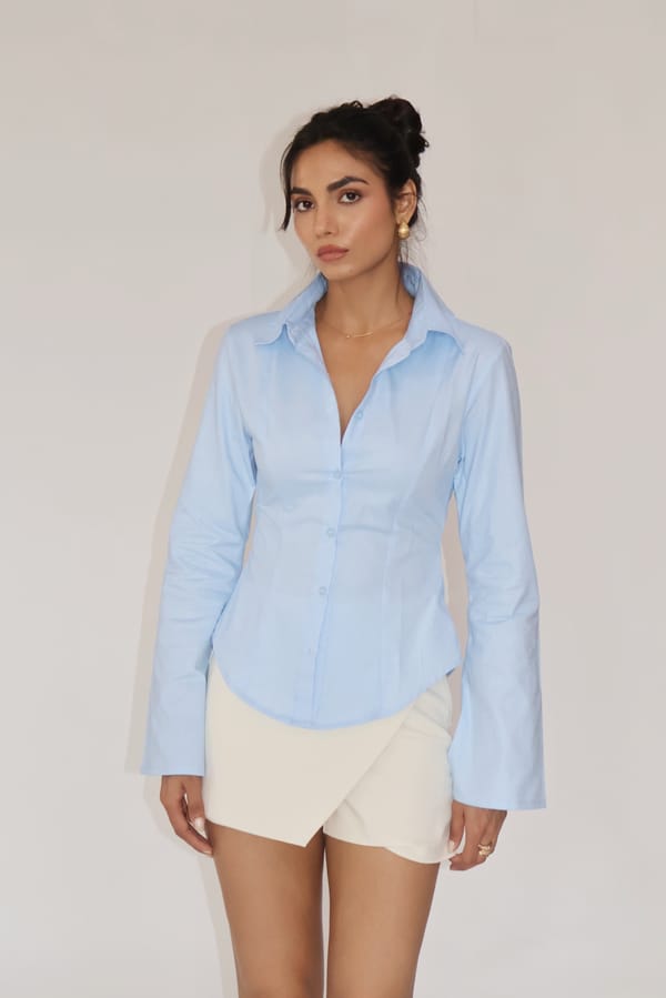 Moon Fitted Shirt � Sky — Select Staples