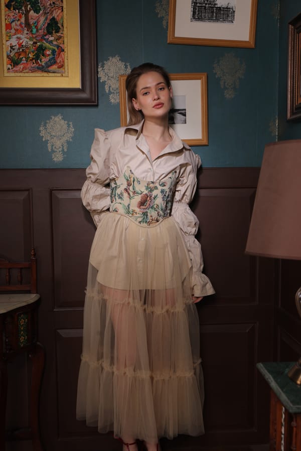 Yellow Floral Lace-Up Corset Top with Sweetheart Neck — LABEL MUSLIN