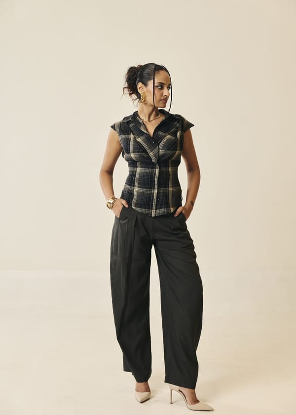 Sable Pleated Barrel Leg Trousers — Lea Clothing