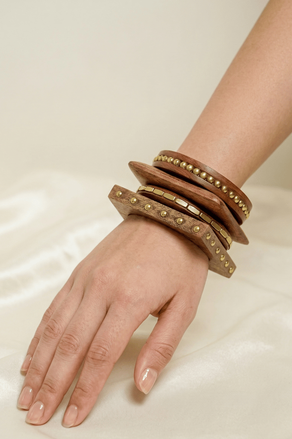 Mira Wood Bangle Stack - Set of 4 — Jewellery by Mitali Jain