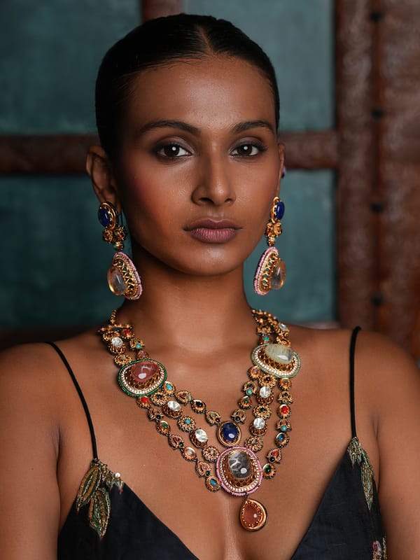 Heavy Navrattan Necklace — Cao Jewellery