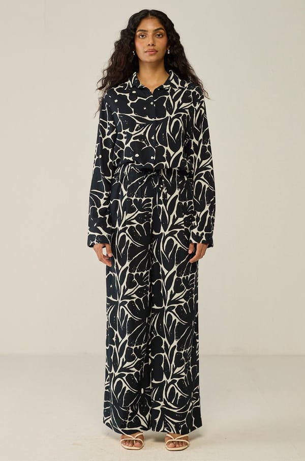 Black & White Print Shirt And Pants Co-ord Set — Move About Effortlessly