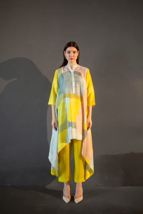 Deep Yellow Long Kaftan Tail Set — CLOS
