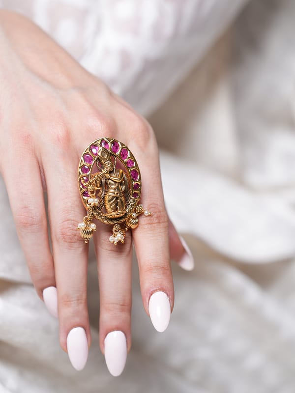 Heavy Antique Krishna Ring — Cao Jewellery