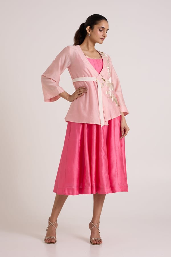 Hira-Jun: Panelled Midi Dress with Overlap Jacket — Madder Much