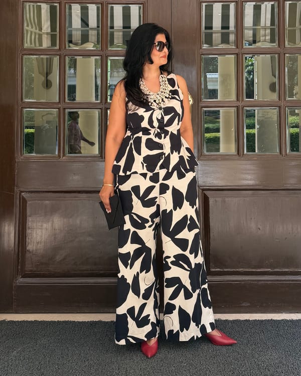 Ink & Ivory Coord Set Printed Cotton Satin — Ash and Amber