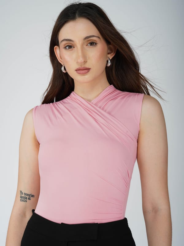 Pink Overlap Bodysuit-Glint Bodysuit (Flamingo) — Select Staples