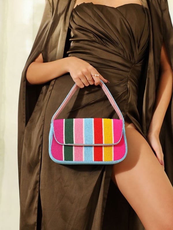 Stripe Multicolor Baguette Bag with Handle — The Tan Clan