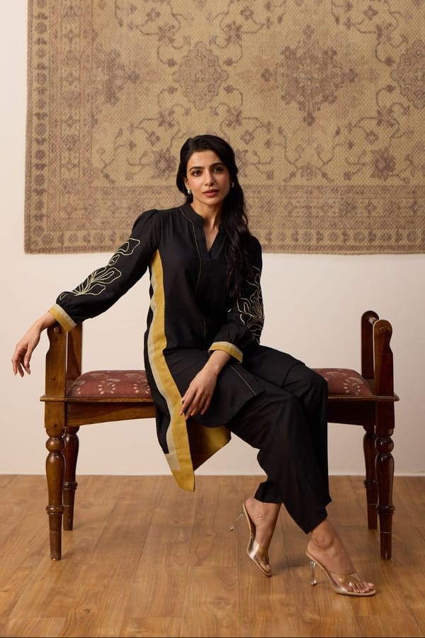 Black Embroidered Kurta Set — Truly SMA