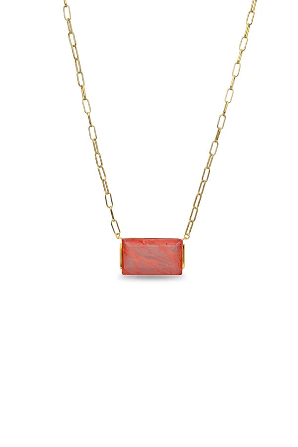 Orange Aztec Oasis Pendant With Chain — Miss Jo
