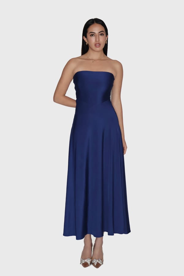 Blue Flare Tube Dress - Flow Dress (Navy) — Select Staples