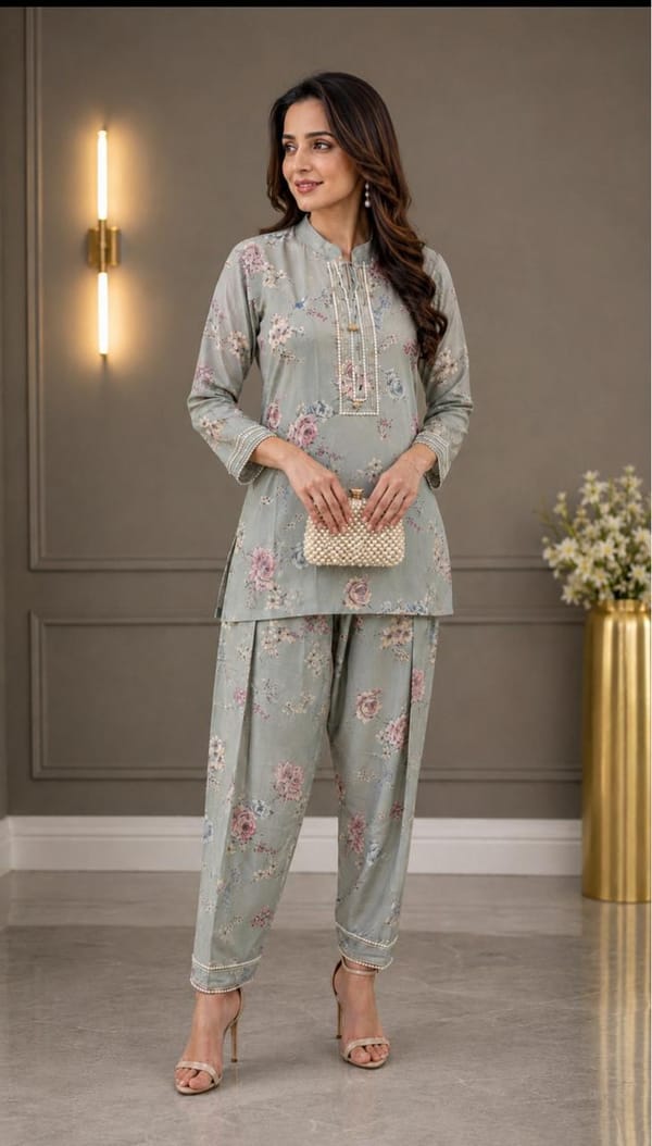 Green Printed  Shirt  with Pakistani Salwar — SMAYA by Monica