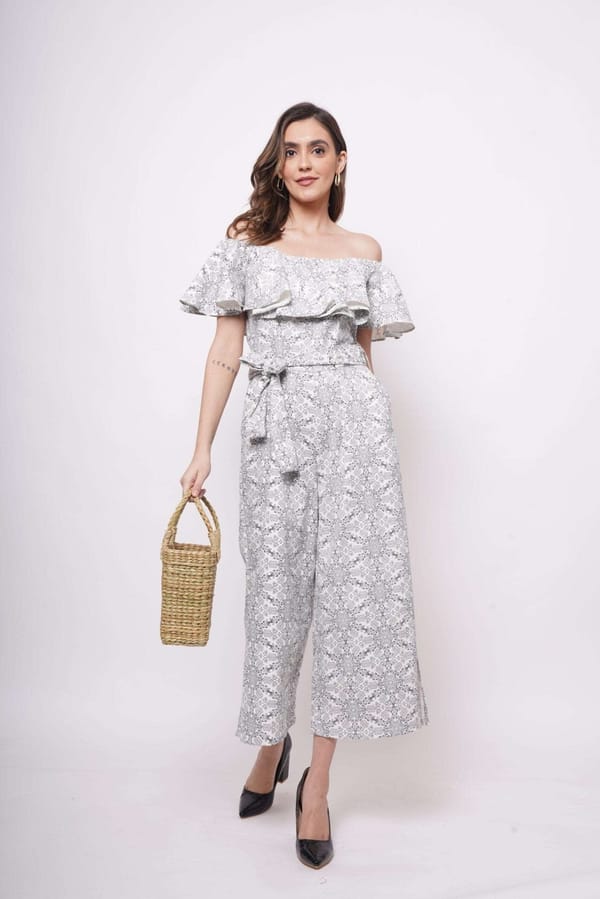 Party Wear Off Shoulder Jumpsuit with Knotting — Western Era
