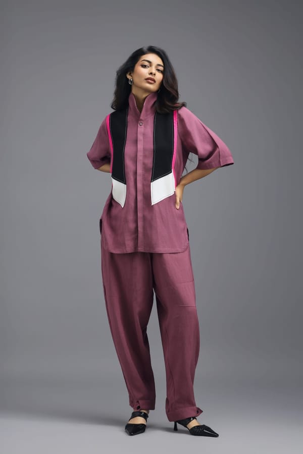 PINK JACKET LINEN CO-ORD SET — Deepika Arora